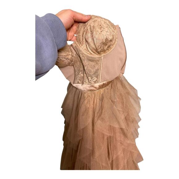 For Love & Lemons x Revolve Bustier Gown Warm Taupe Size XS - Picture 6 of 7